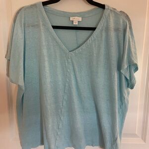 J. Jill Soft Blue V-Neck Short Sleeve Top